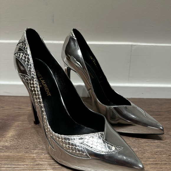 Metallic Saint Laurent Heels 37.5 - Picture 2 of 10